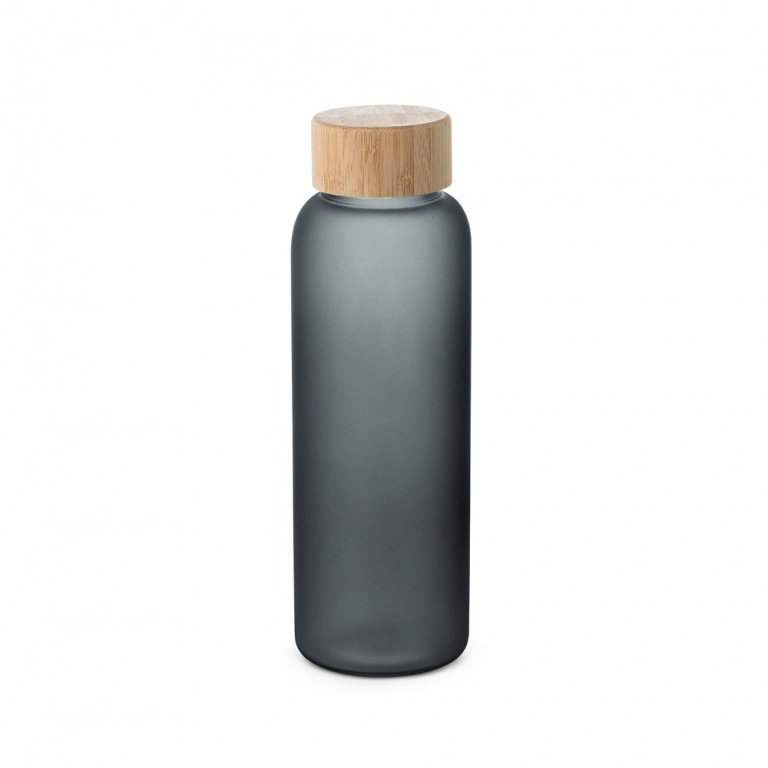 Squeeze de vidro borossilicato fosco com tampa em bambu personalizada para brinde-1