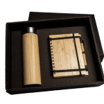 Brinde Kit Garrafa Térmica com Bloco em Bambu